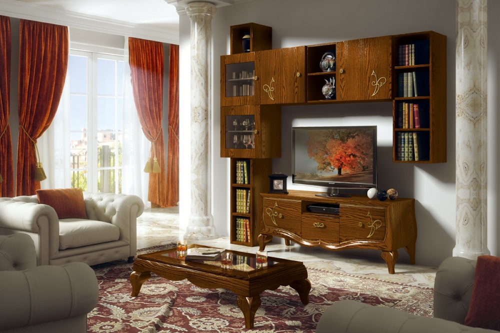 Composizione porta tv in legno massello di frassino con finitura ...