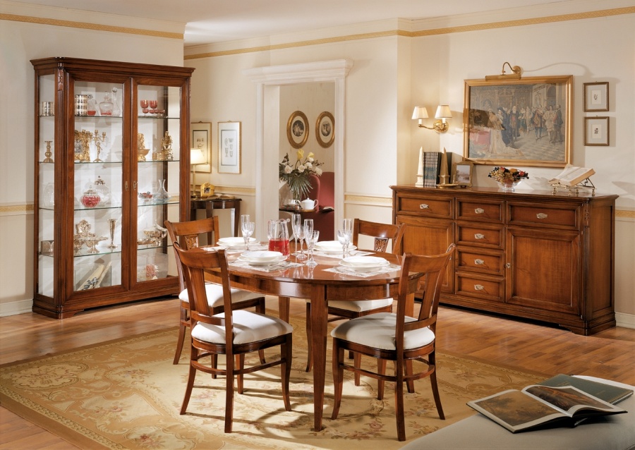sala da pranzo classica in legno massello colore noce - vetrina ... - Tavolo Ovale Allungabile Legno Massello sala da pranzo classica in legno massello colore noce - vetrina ... - Tavolo Ovale Allungabile Legno Massello
